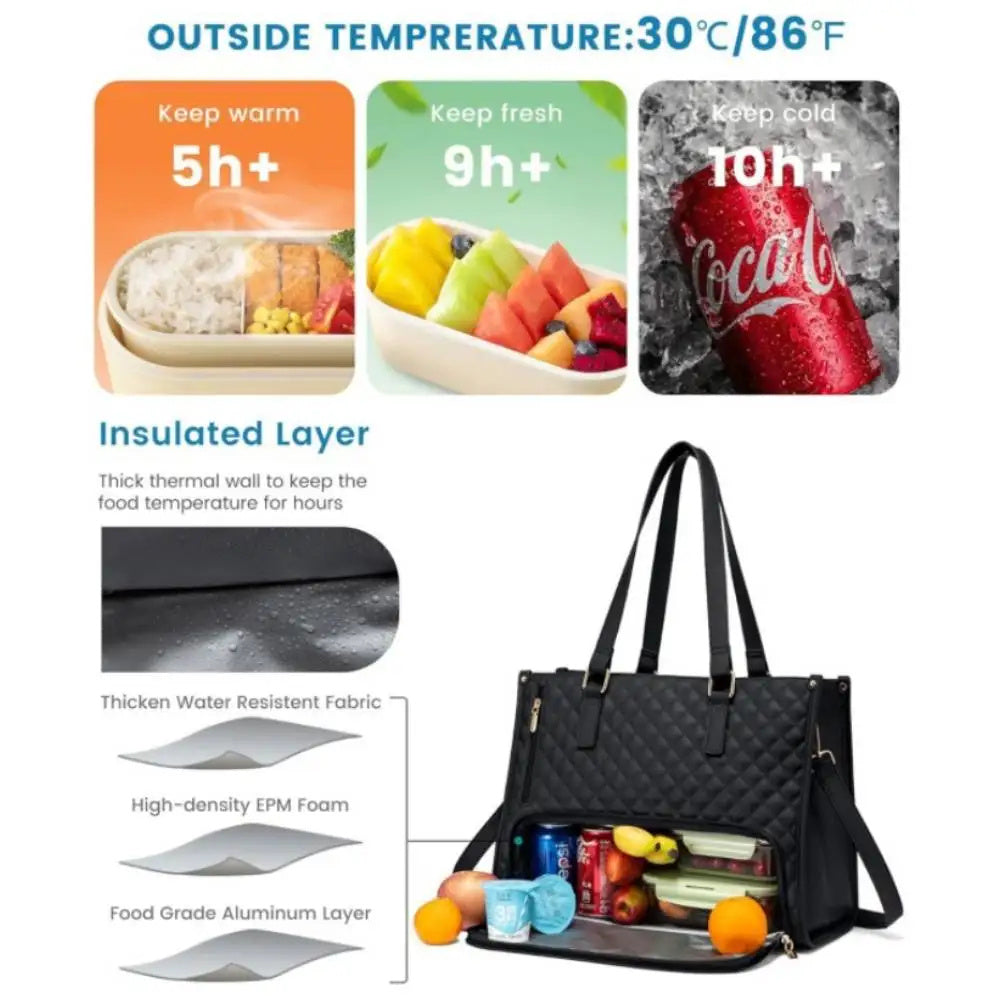 Convenient Commute New Lunch Bag Women's Insulated Lunch Box Women's Leak-proof (Computer Storage)