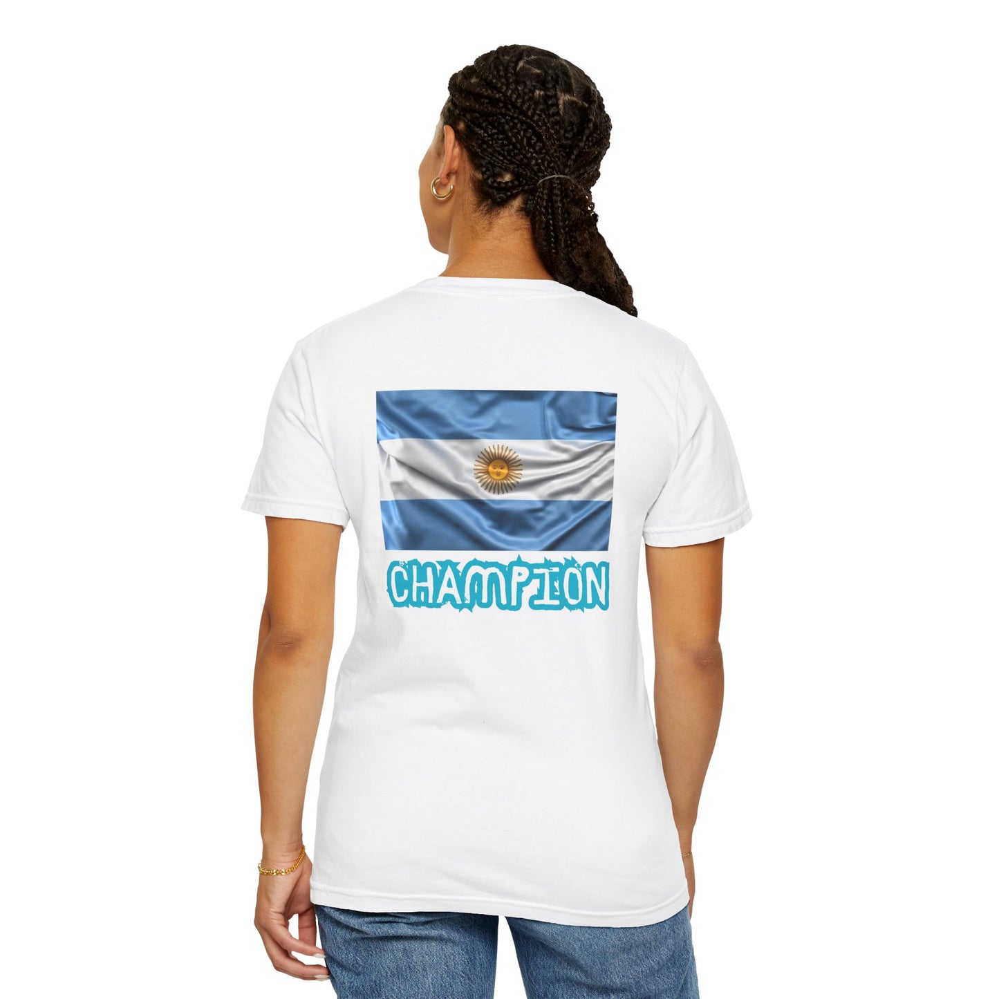 Lionel Messi Champion T-Shirt, Unisex Sports Tee, Soccer Fan Gift, Garment-Dyed Shirt, World Cup Celebration Apparel
