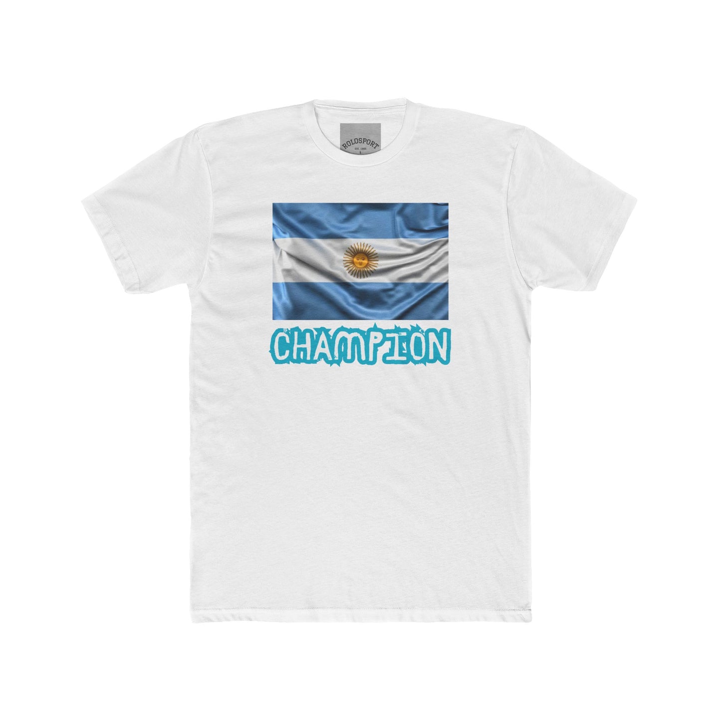 Argentina Champion Unisex Cotton Crew Tee, Soccer Fan Shirt, Messi Tribute T-Shirt, Sports Apparel, World Cup Gift