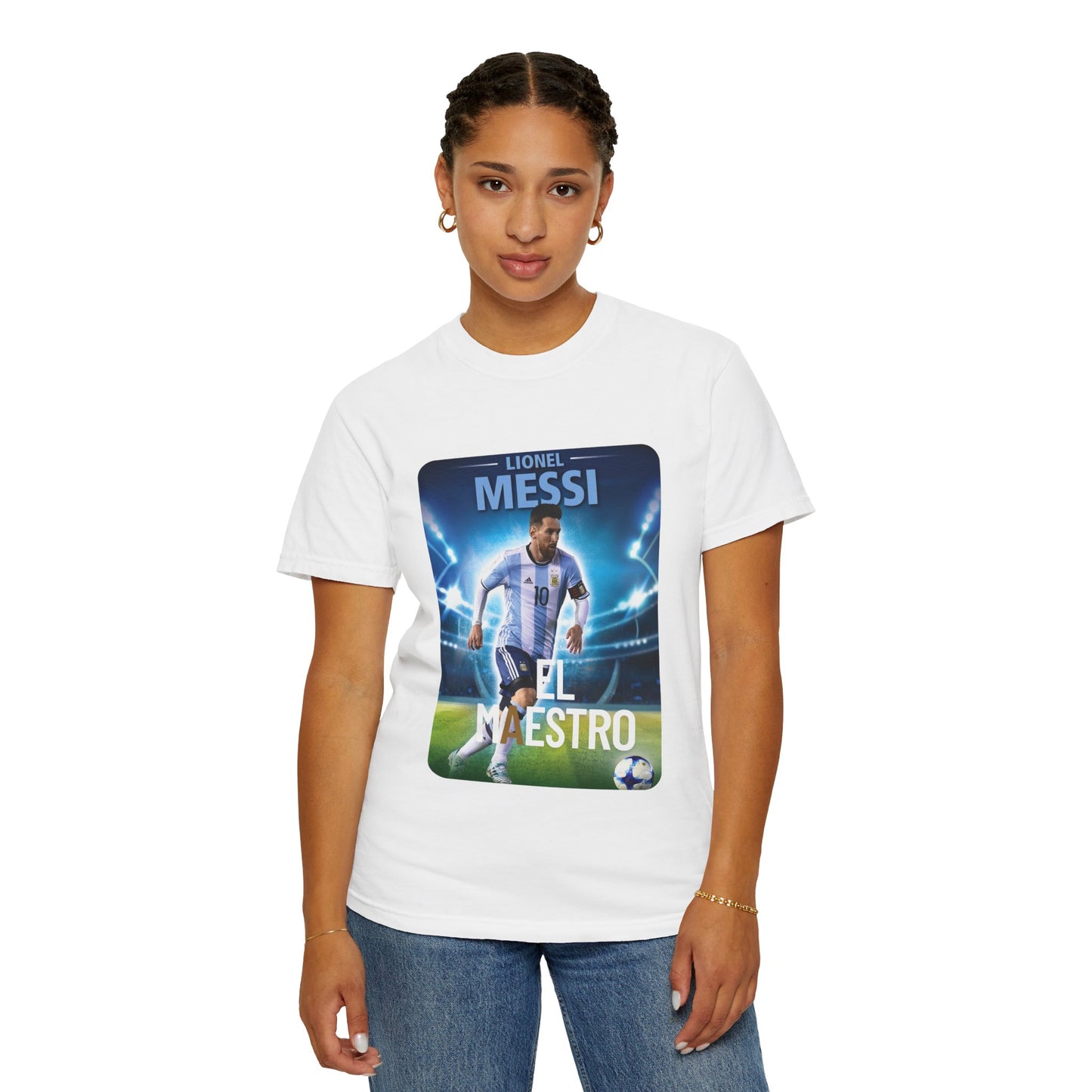 Lionel Messi Champion T-Shirt, Unisex Sports Tee, Soccer Fan Gift, Garment-Dyed Shirt, World Cup Celebration Apparel