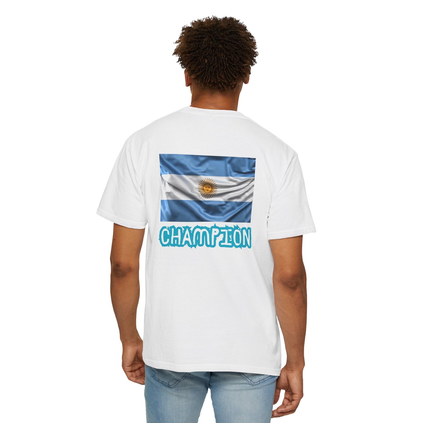 Lionel Messi Champion T-Shirt, Unisex Sports Tee, Soccer Fan Gift, Garment-Dyed Shirt, World Cup Celebration Apparel