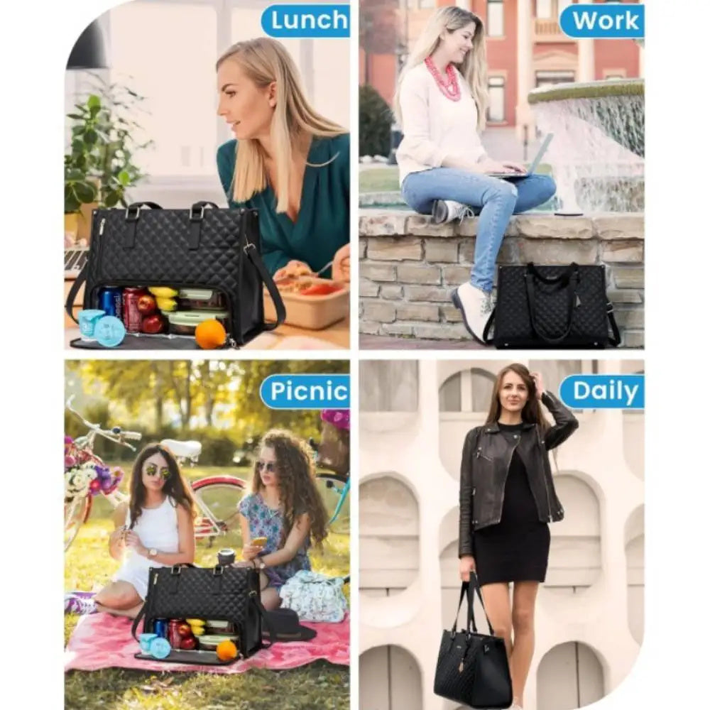 Convenient Commute New Lunch Bag Women's Insulated Lunch Box Women's Leak-proof (Computer Storage)