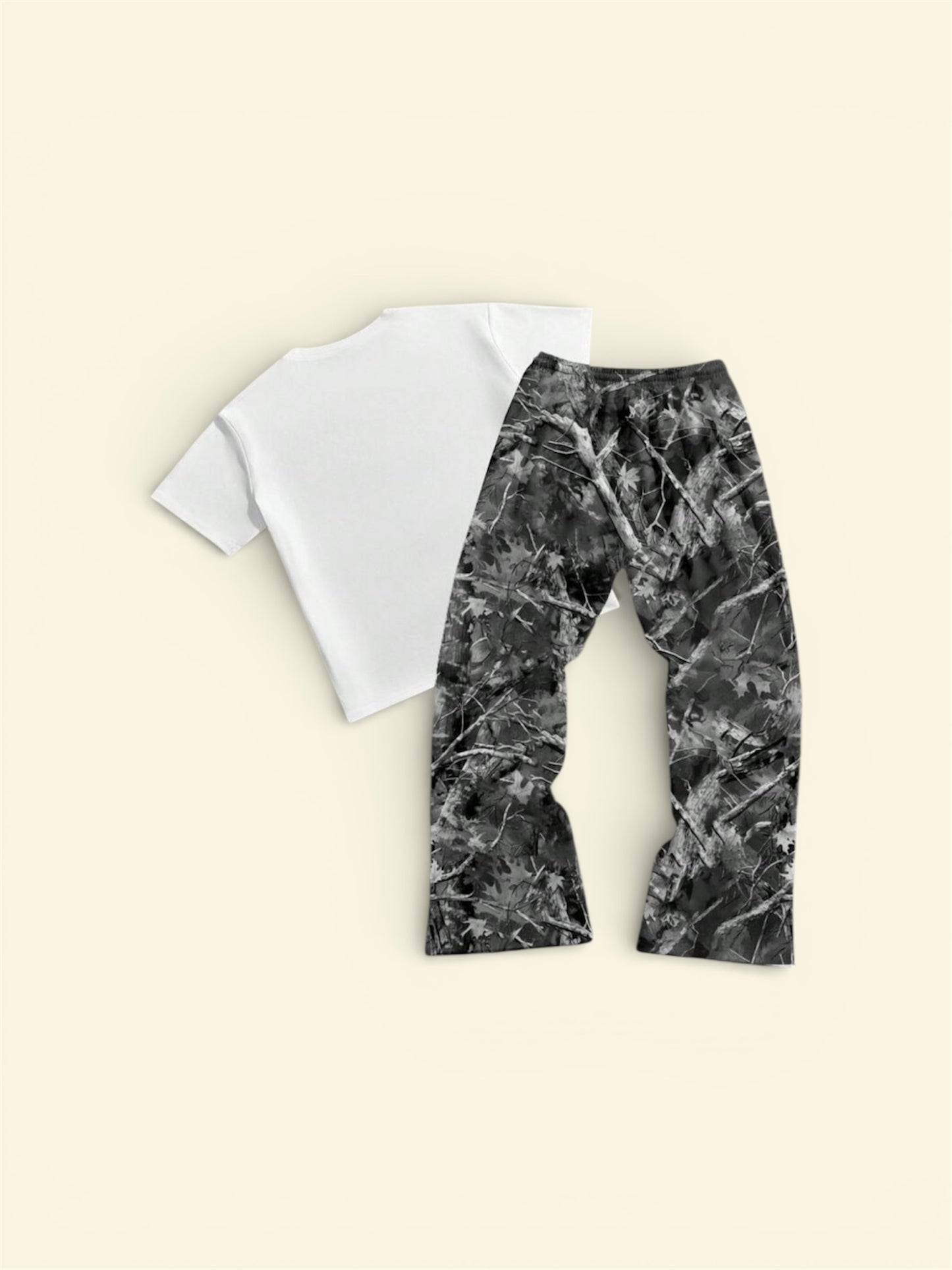 Print Short Sleeve T-Shirt And Pants Set