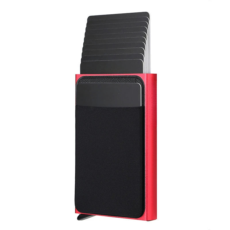 Wallet Automatic Flip Card Side Push Card Holder Sleeve Large Capacity 12 Cards Slot