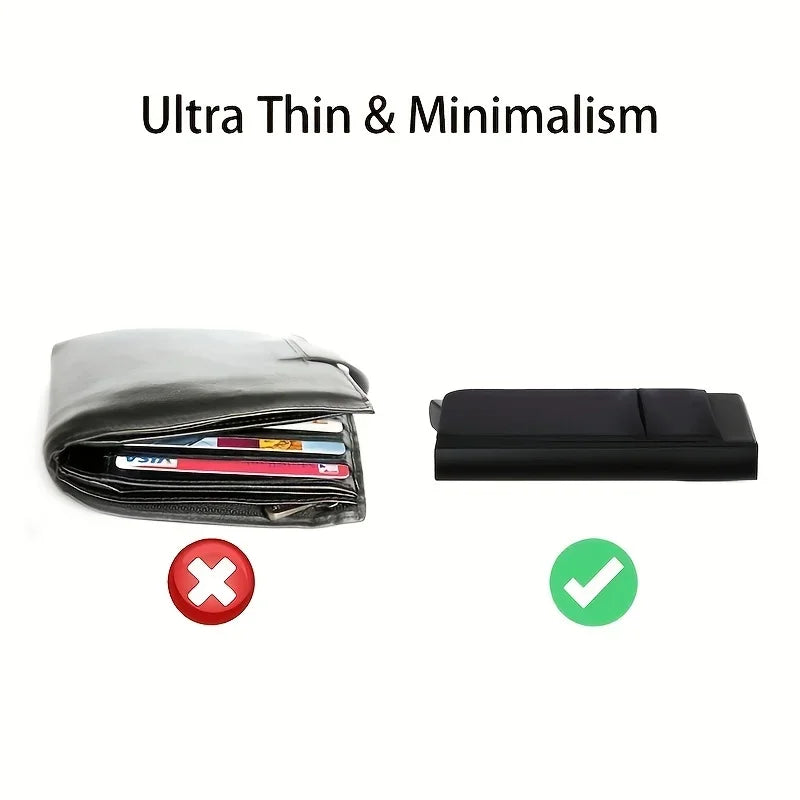 Wallet Automatic Flip Card Side Push Card Holder Sleeve Large Capacity 12 Cards Slot