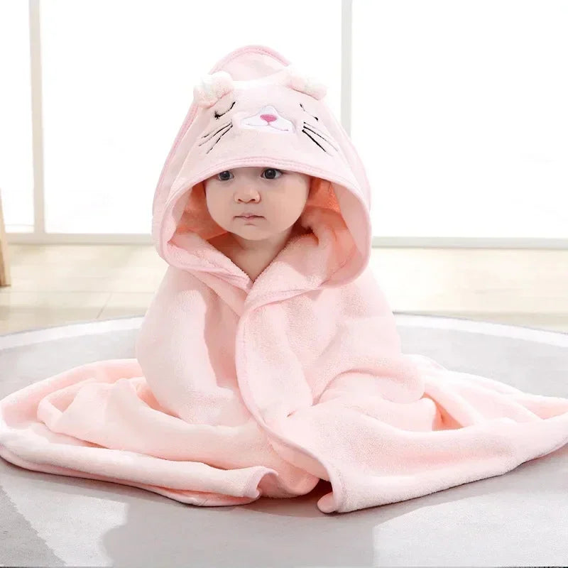 Baby Bath Towel Boy Girl Newborn with Hood Cartoon Animal Coral Fleece Infant Towels Blanket Baby Bathrobe Robe Baby Shower