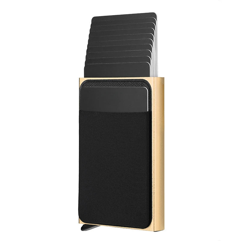 Wallet Automatic Flip Card Side Push Card Holder Sleeve Large Capacity 12 Cards Slot