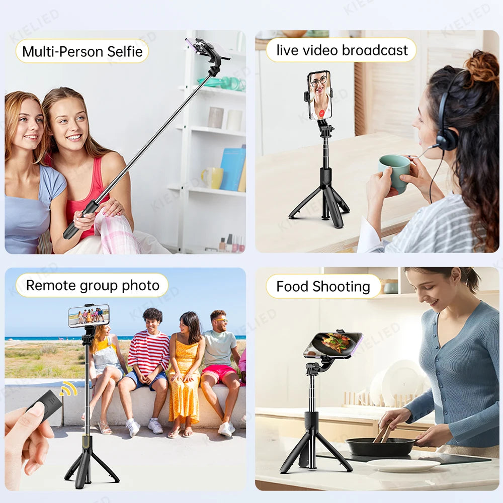 L21 Phone Selfie stick Tripod with Wireless Bluetooth LED Fill Light with Remote Shutter for Android IOS Cellphone
