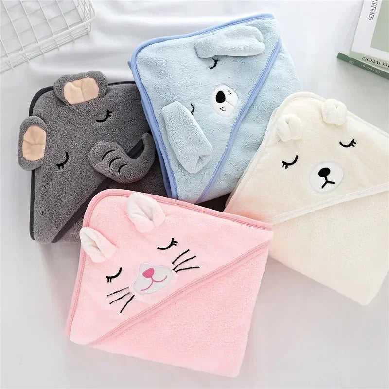Baby Bath Towel Boy Girl Newborn with Hood Cartoon Animal Coral Fleece Infant Towels Blanket Baby Bathrobe Robe Baby Shower