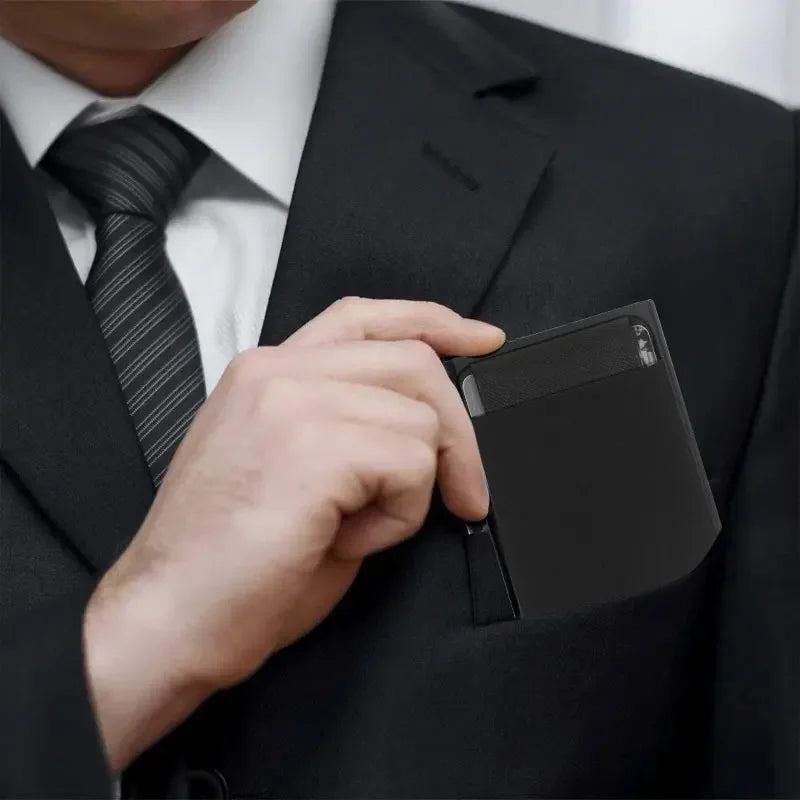 Wallet Automatic Flip Card Side Push Card Holder Sleeve Large Capacity 12 Cards Slot