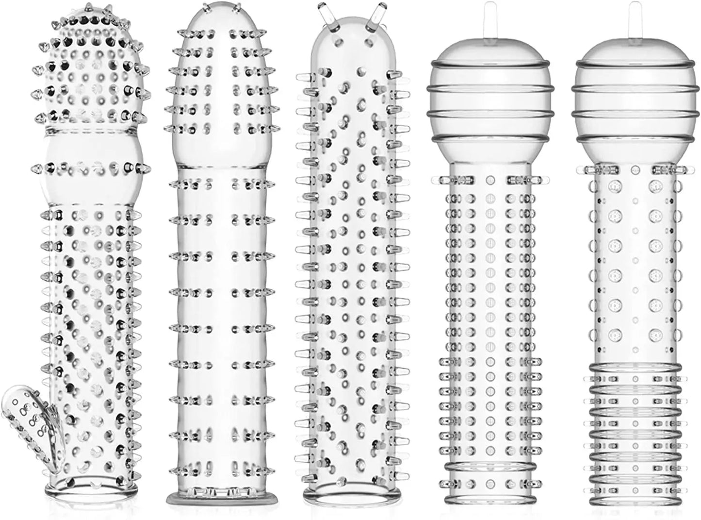 5Pcs Reusable Condoms Male Penis Extension Sleeves Sperm Lock Cock Ring Dildo Cover Adult Sex Toys For Men Delay Ejaculation 18+