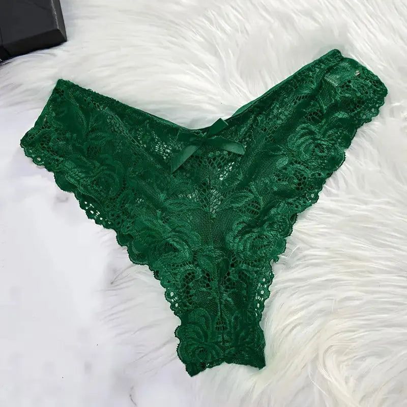 2 Pcs Set Lace Nightgown Women Exquisite Homewear New Green Nighttime Pajamas Transparent Split Nightdress V-Neck Bra Panty Sets