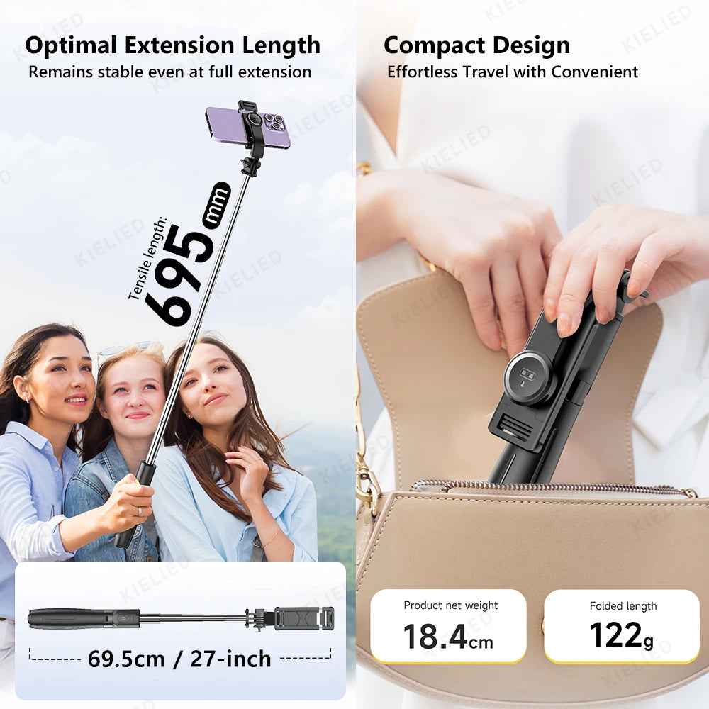 L21 Phone Selfie stick Tripod with Wireless Bluetooth LED Fill Light with Remote Shutter for Android IOS Cellphone