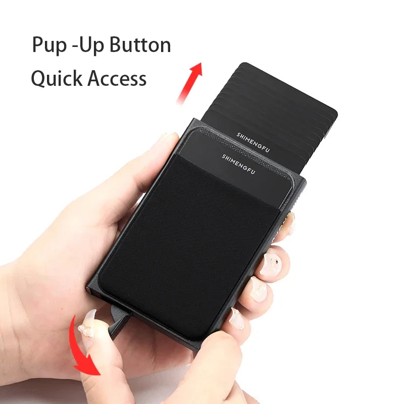 Wallet Automatic Flip Card Side Push Card Holder Sleeve Large Capacity 12 Cards Slot