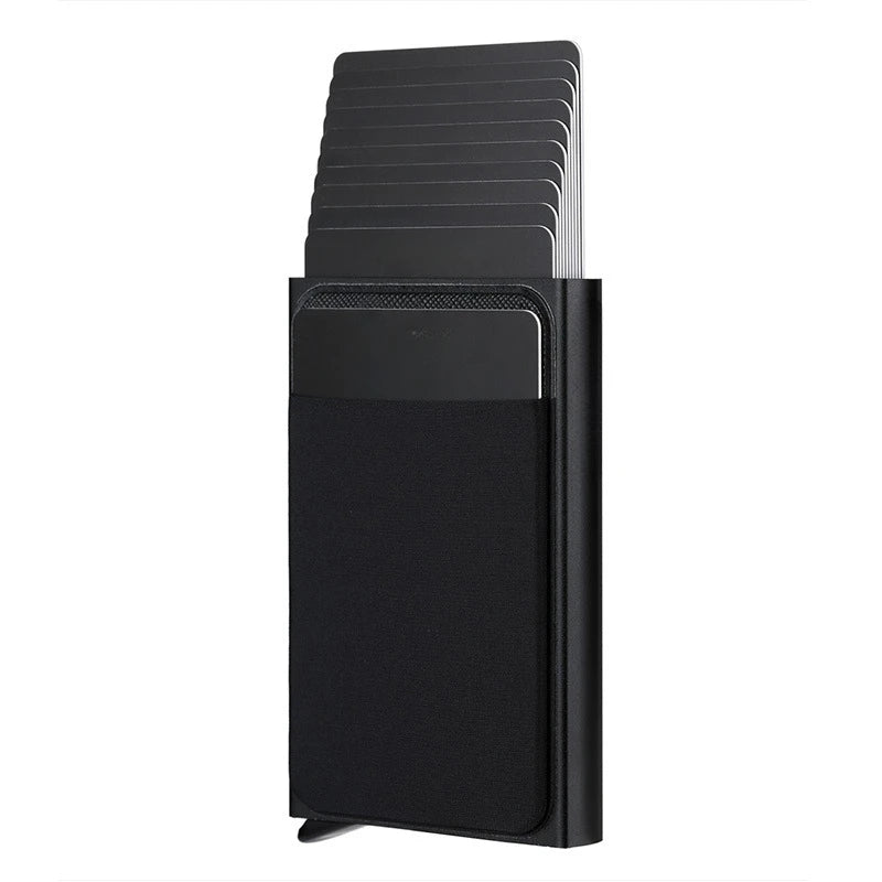 Wallet Automatic Flip Card Side Push Card Holder Sleeve Large Capacity 12 Cards Slot
