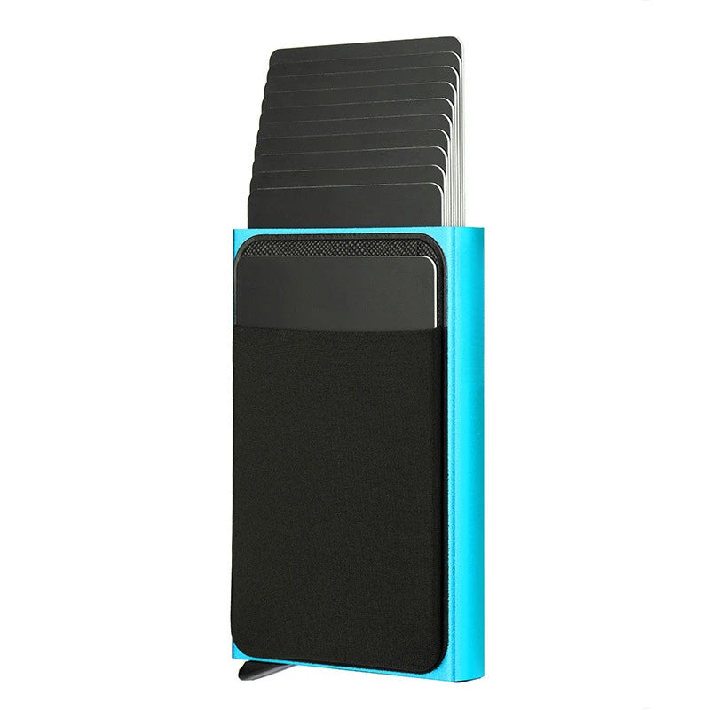 Wallet Automatic Flip Card Side Push Card Holder Sleeve Large Capacity 12 Cards Slot