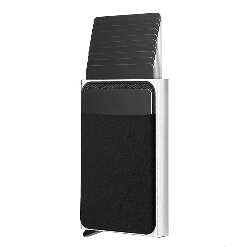 Wallet Automatic Flip Card Side Push Card Holder Sleeve Large Capacity 12 Cards Slot