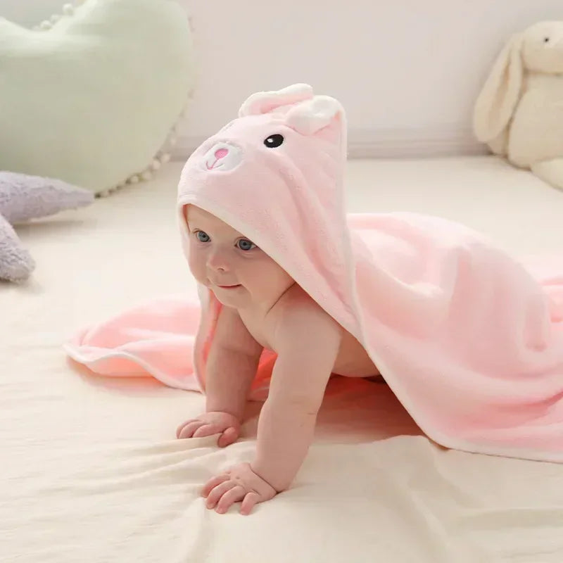 Baby Bath Towel Boy Girl Newborn with Hood Cartoon Animal Coral Fleece Infant Towels Blanket Baby Bathrobe Robe Baby Shower