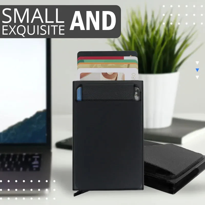 Wallet Automatic Flip Card Side Push Card Holder Sleeve Large Capacity 12 Cards Slot