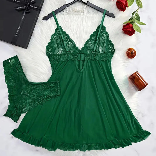 2 Pcs Set Lace Nightgown Women