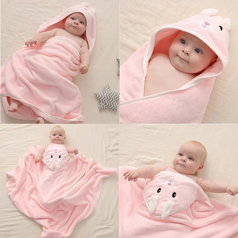 Baby Bath Towel Boy Girl Newborn with Hood Cartoon Animal Coral Fleece Infant Towels Blanket Baby Bathrobe Robe Baby Shower