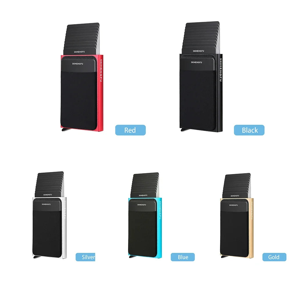 Wallet Automatic Flip Card Side Push Card Holder Sleeve Large Capacity 12 Cards Slot