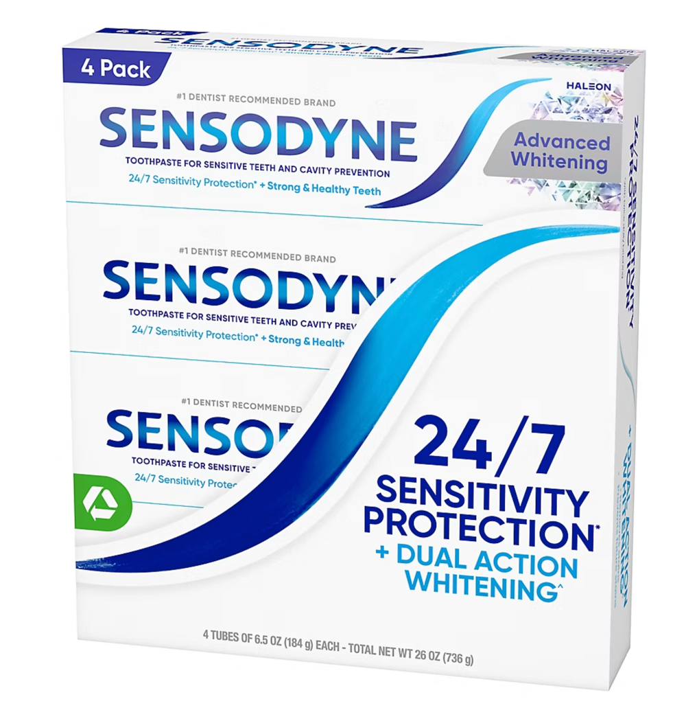 Sensodyne Advanced Whitening Toothpaste, For Sensitive Teeth and Cavity Protection, 6.5 oz.