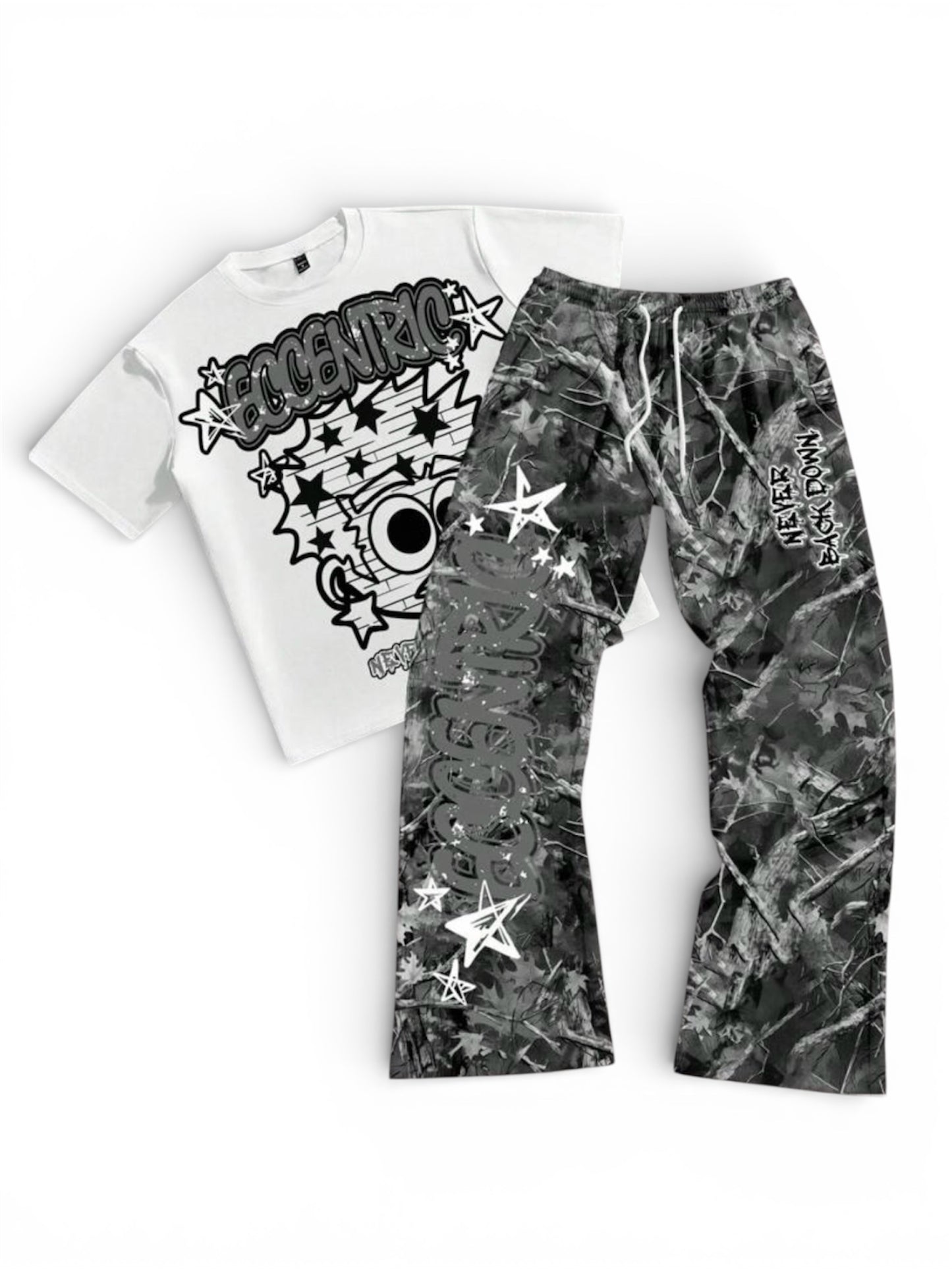Print Short Sleeve T-Shirt And Pants Set