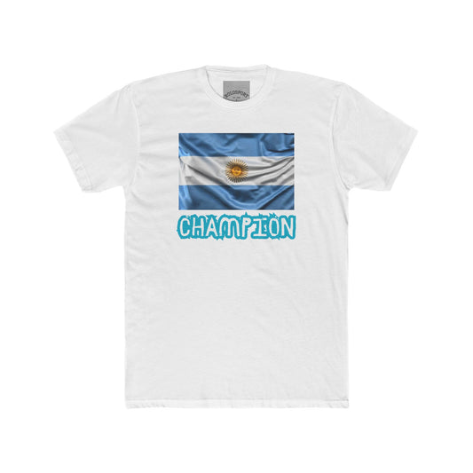 Argentina Champion Unisex Cotton Crew Tee, Soccer Fan Shirt, Messi Tribute T-Shirt, Sports Apparel, World Cup Gift