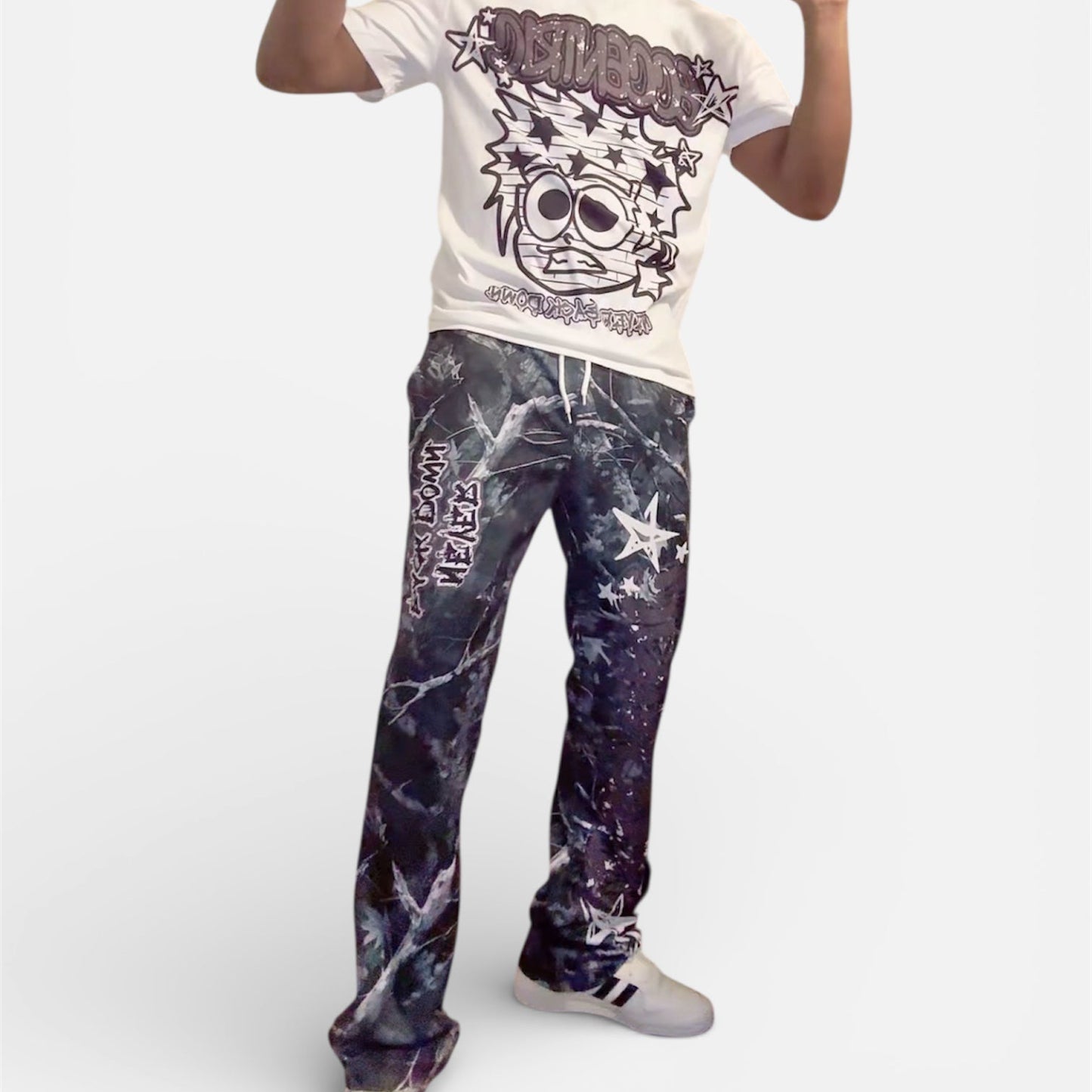 Print Short Sleeve T-Shirt And Pants Set
