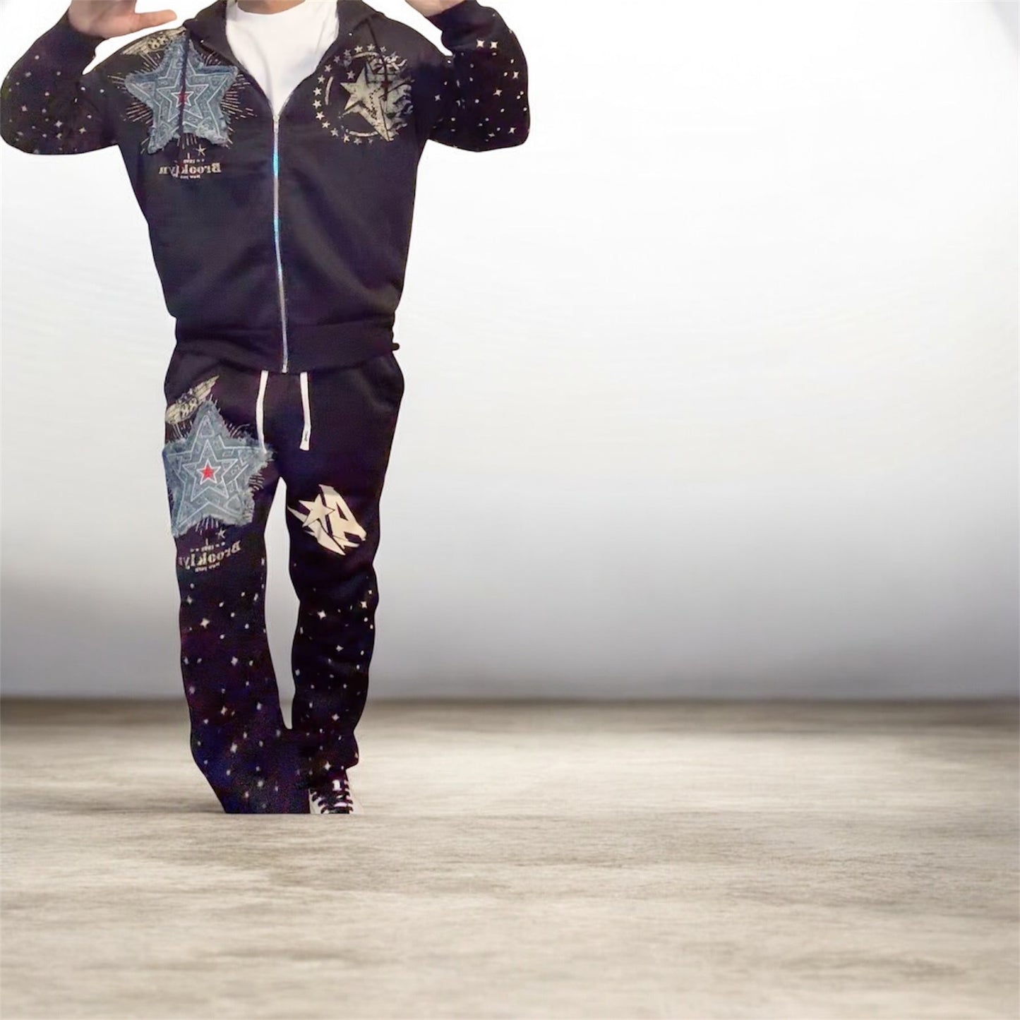 Hooded Zip-Up Long Sleeve Sweatshirt and pants