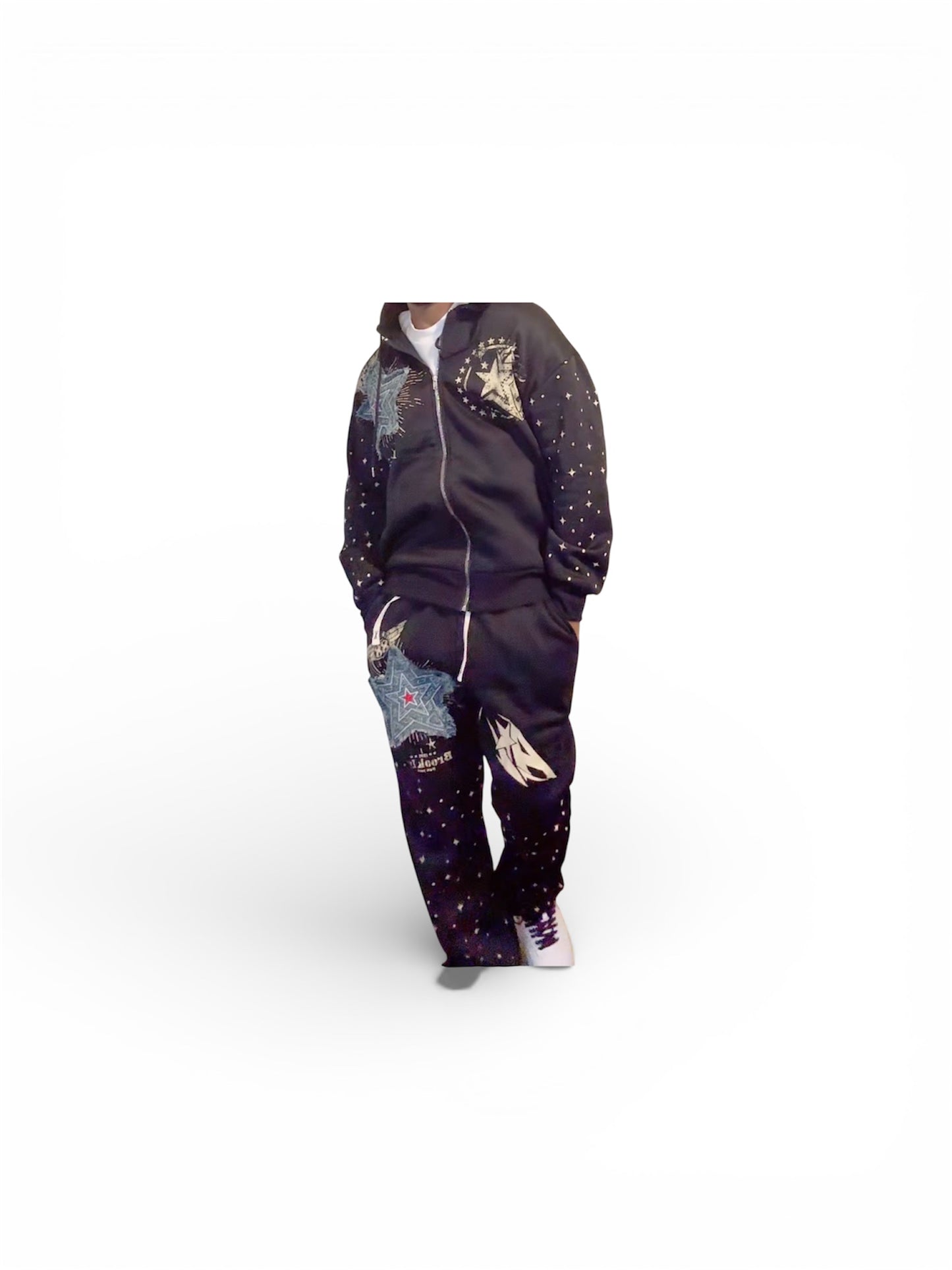 Hooded Zip-Up Long Sleeve Sweatshirt and pants