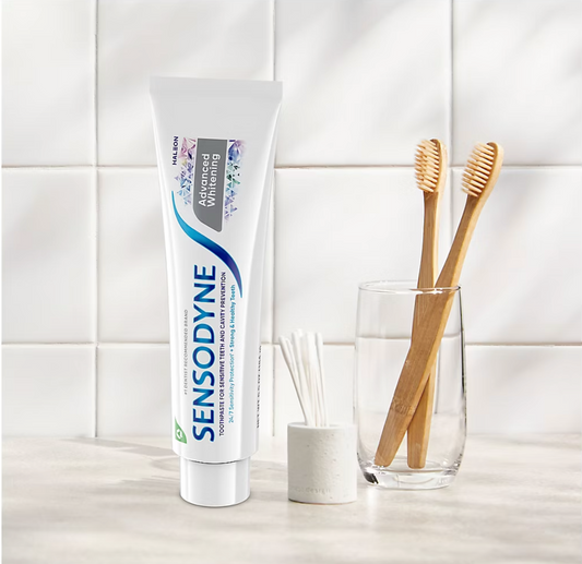 Sensodyne Advanced Whitening Toothpaste, For Sensitive Teeth and Cavity Protection, 2 pk./6.5 oz.
