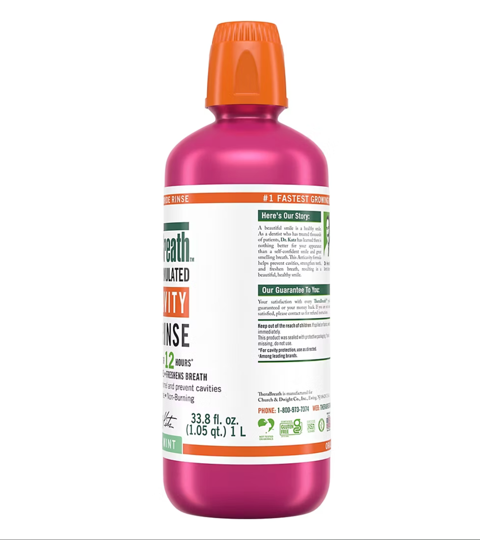 TheraBreath Anticavity Fluoride Mouthwash - Sparkle Mint, /1L