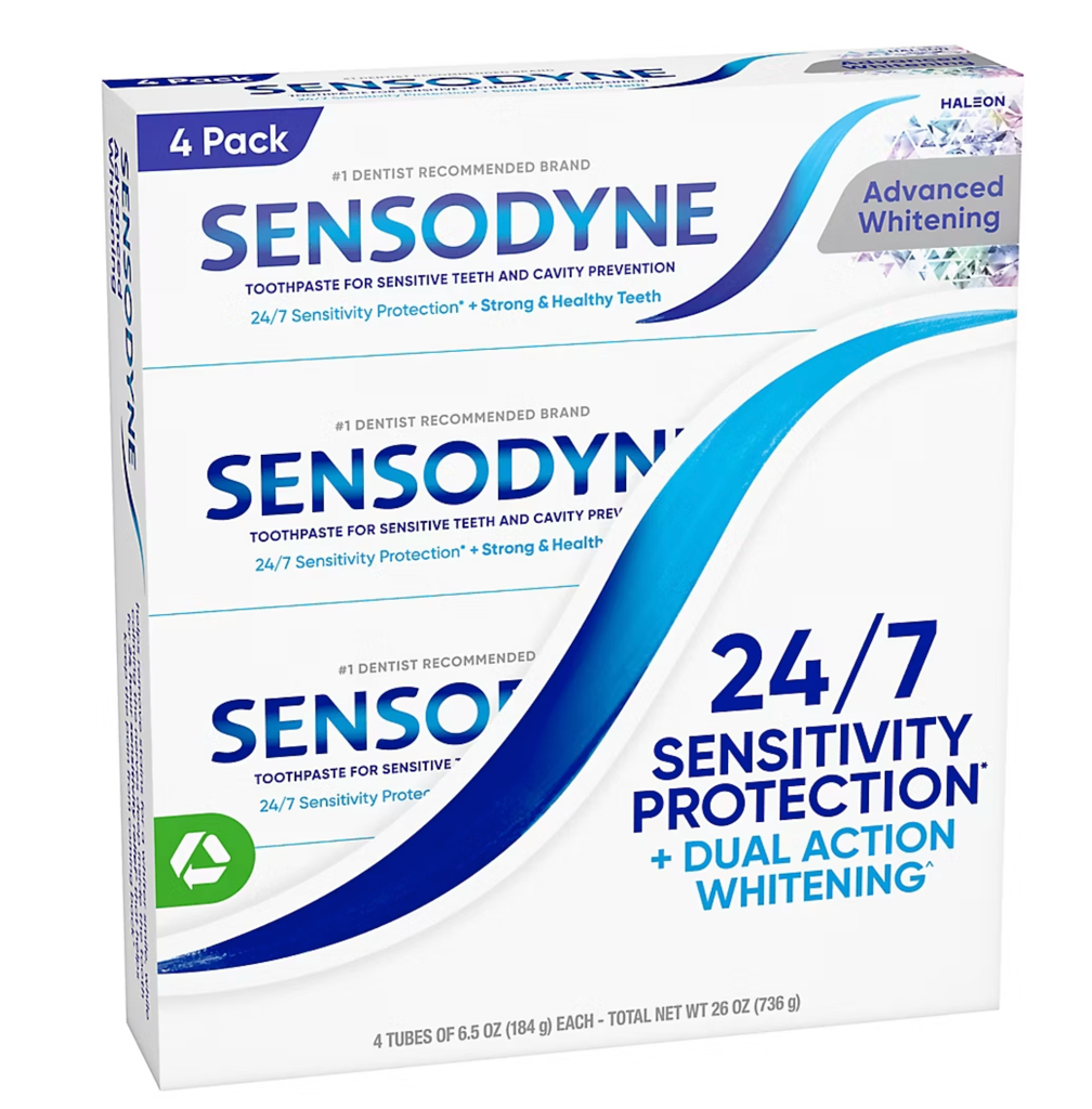 Sensodyne Advanced Whitening Toothpaste, For Sensitive Teeth and Cavity Protection, 6.5 oz.