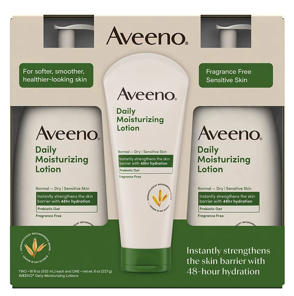 Aveeno Daily Moisturizing Body Lotion For Dry Skin, 2 pk./18 fl. oz. + 8 oz. Tube