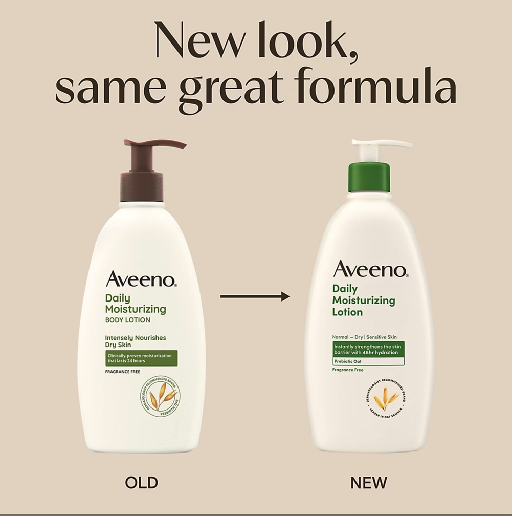 Aveeno Daily Moisturizing Body Lotion For Dry Skin, 2 pk./18 fl. oz. + 8 oz. Tube