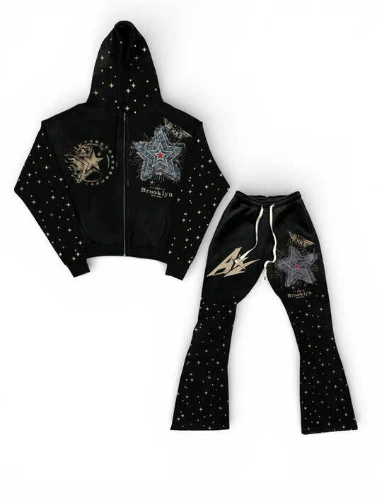 Hooded Zip-Up Long Sleeve Sweatshirt and pants