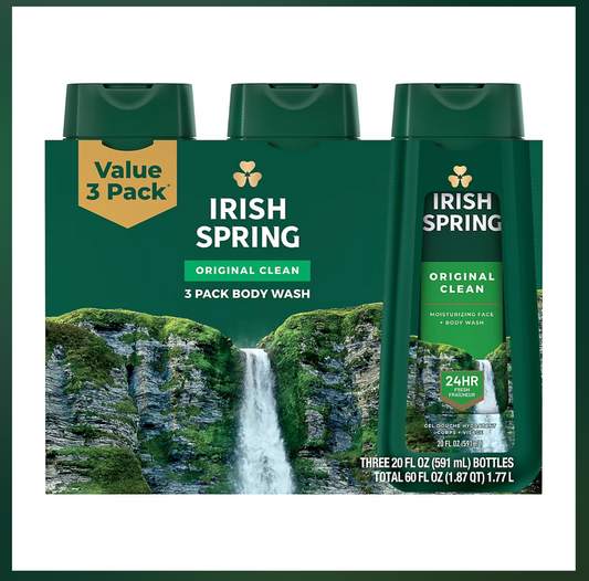 Irish Spring Original Clean Body Wash for Men, 3 ct./20 oz.